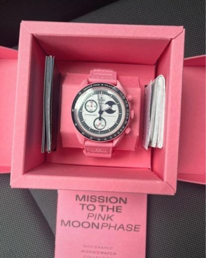 MOONSWATCH MISSION TO MOONPHASE PINK - SWATCH X OMEGA BIOCERAMIC